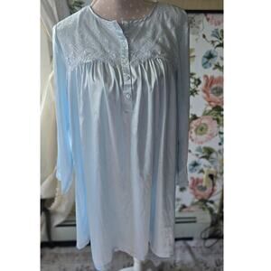 Oscar De La Renta Blue Satin Nightgown - Size Medium